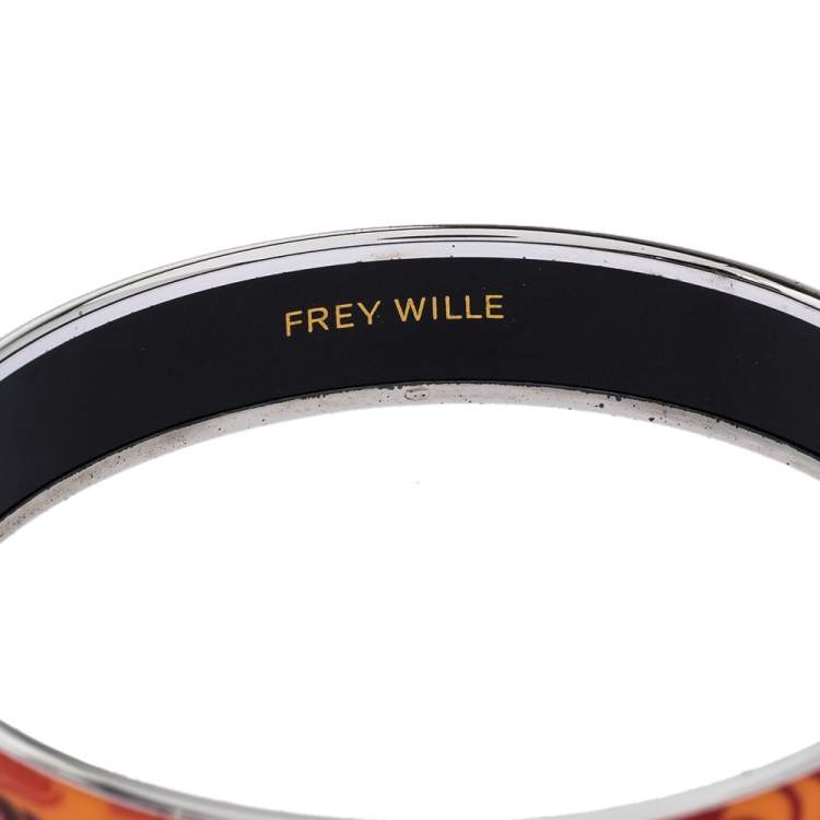 Pre Owned Frey Wille Multicolor Fire Enamel Palladium Plated Bangle Bracelet