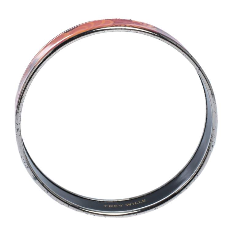 Pre Owned Frey Wille Multicolor Fire Enamel Palladium Plated Bangle Bracelet
