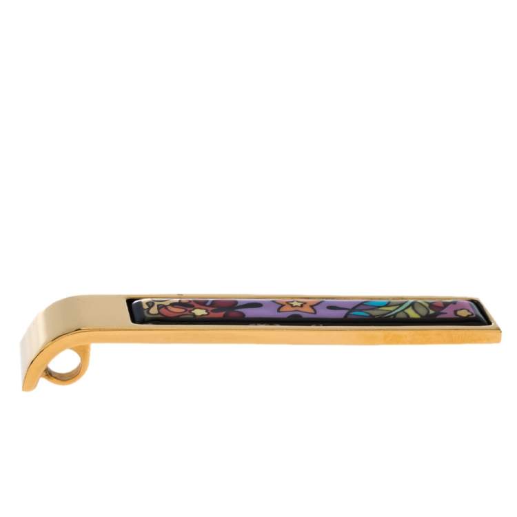 Pre Owned Frey Wille Multicolor Fire Enamel Gold Tone Cascade Pendant