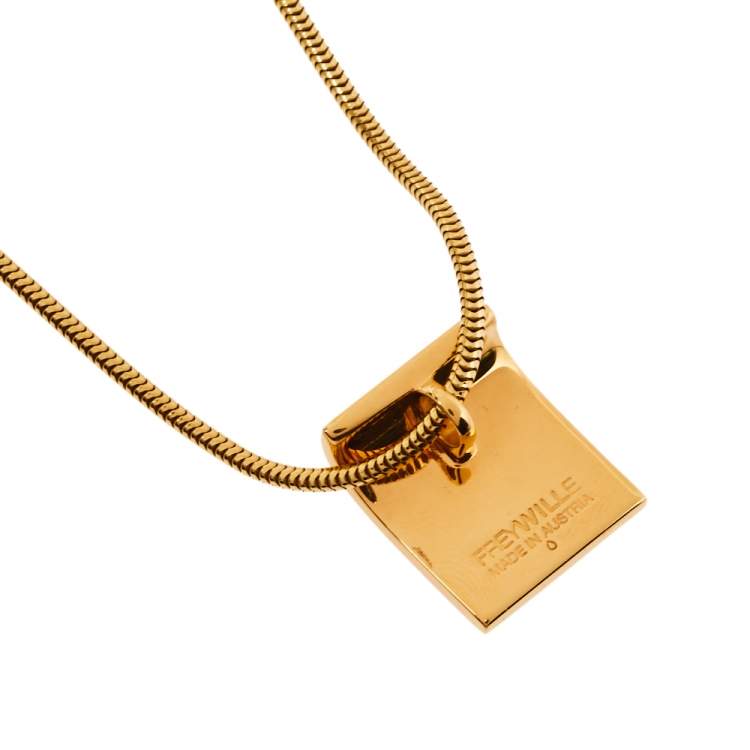 Pre Owned Frey Wille Ode to Joy of Life Fire Enamel Gold Plated Pendant Necklace 