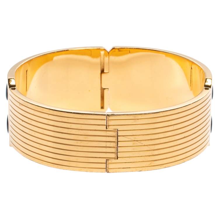 Pre Owned Frey Wille Vintage Fire Enamel Motif Gold Plated Hinged Bangle