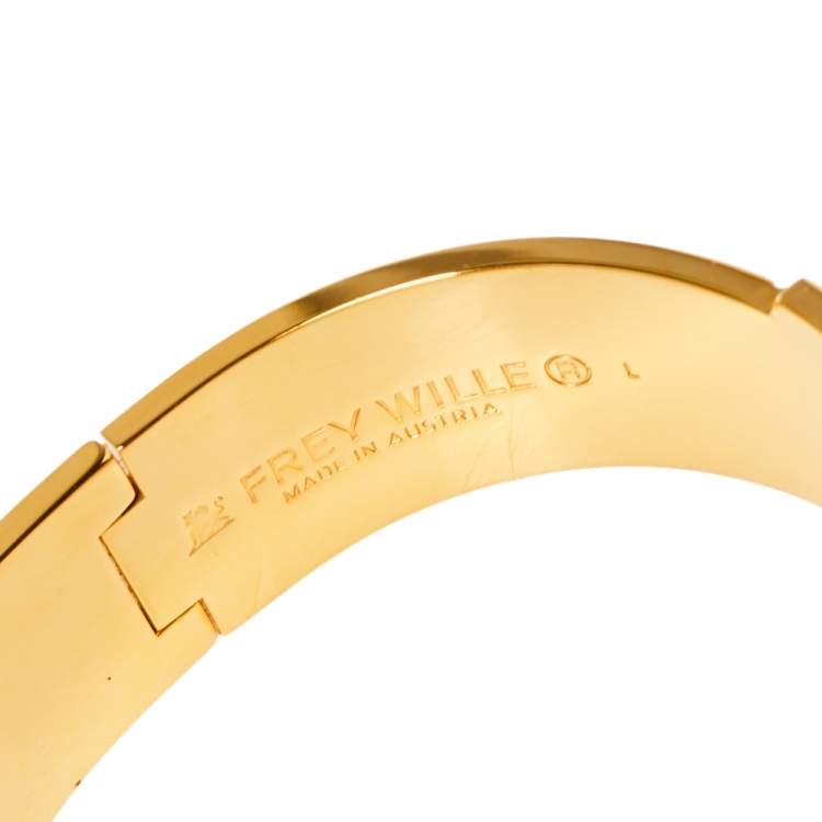 Pre Owned Frey Wille Fire Enamel Gold Plated Clasp Bracelet L