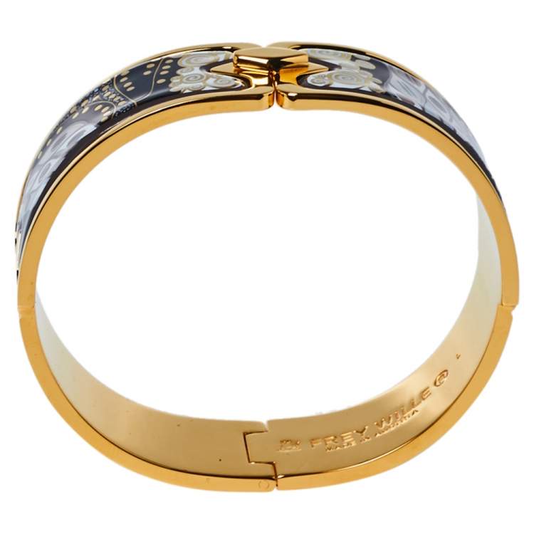 Pre Owned Frey Wille Fire Enamel Gold Plated Clasp Bracelet L