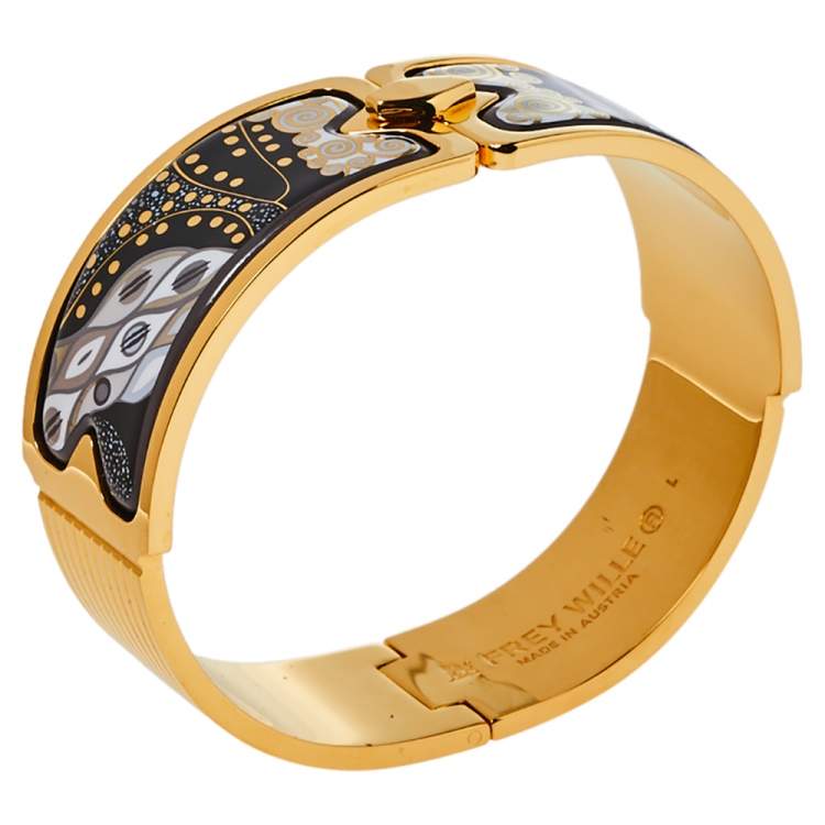 Pre Owned Frey Wille Fire Enamel Gold Plated Clasp Bracelet L