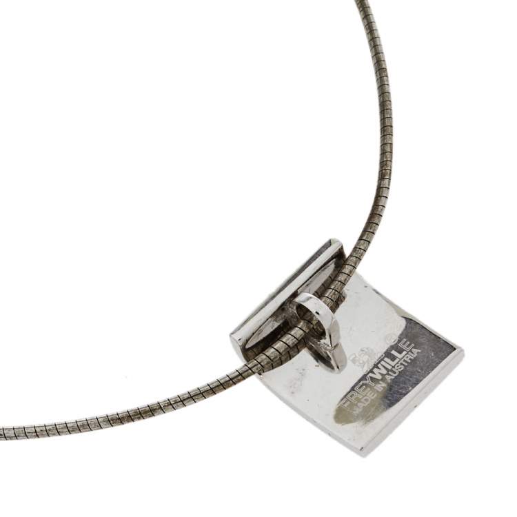 Pre Owned Frey Wille Homage à Hundertwasser Emotion Spiral Square Pendant Omega Chain Necklace