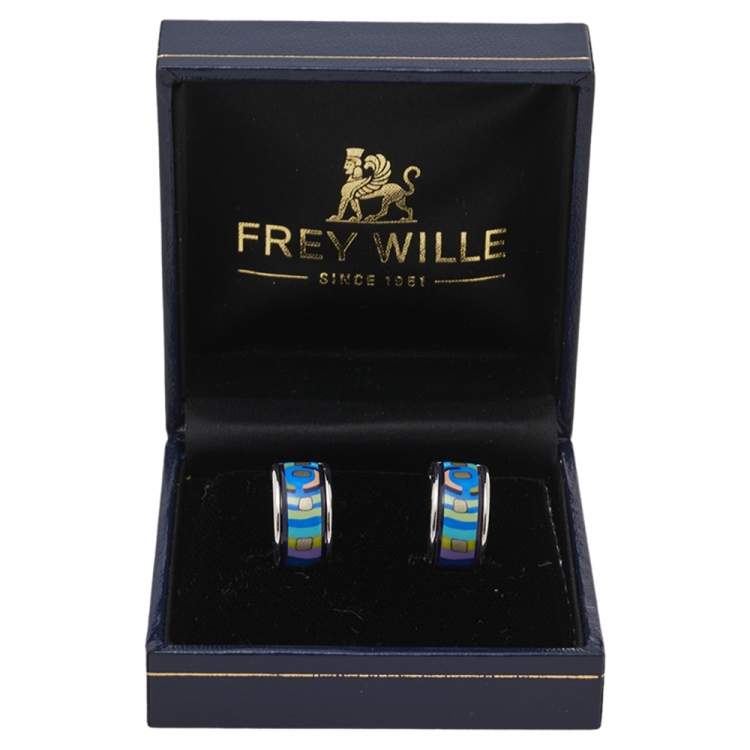 Pre Owned Frey Wille Hommage à Hundertwasser Spiral of Life Mini Creole Earrings