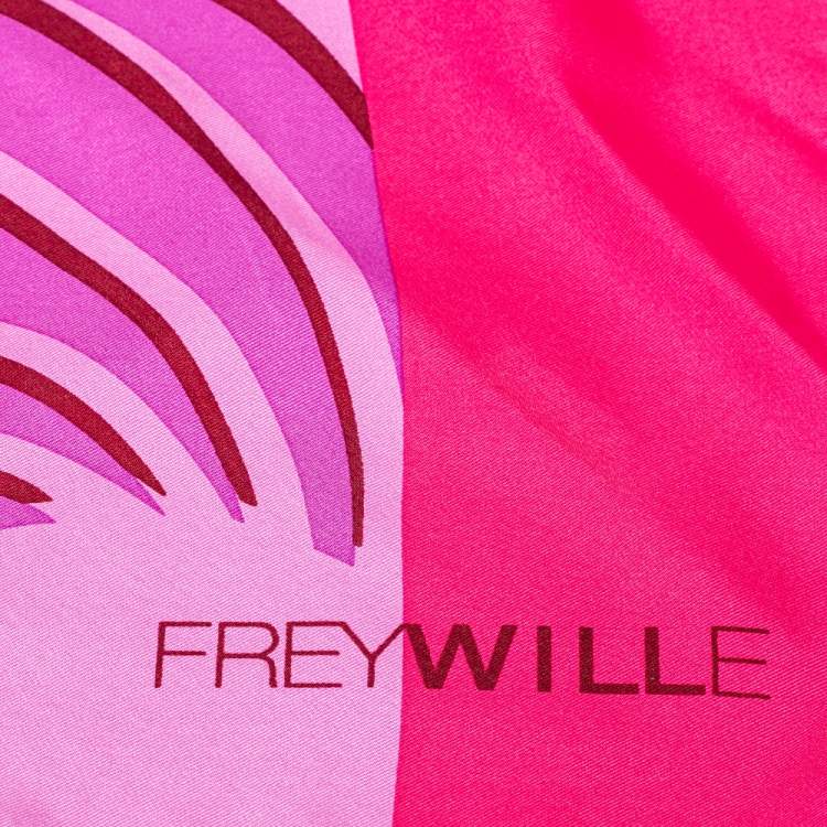 Pre Owned Frey Wille Pink & Red Sphinx Print Silk Gavroche Scarf