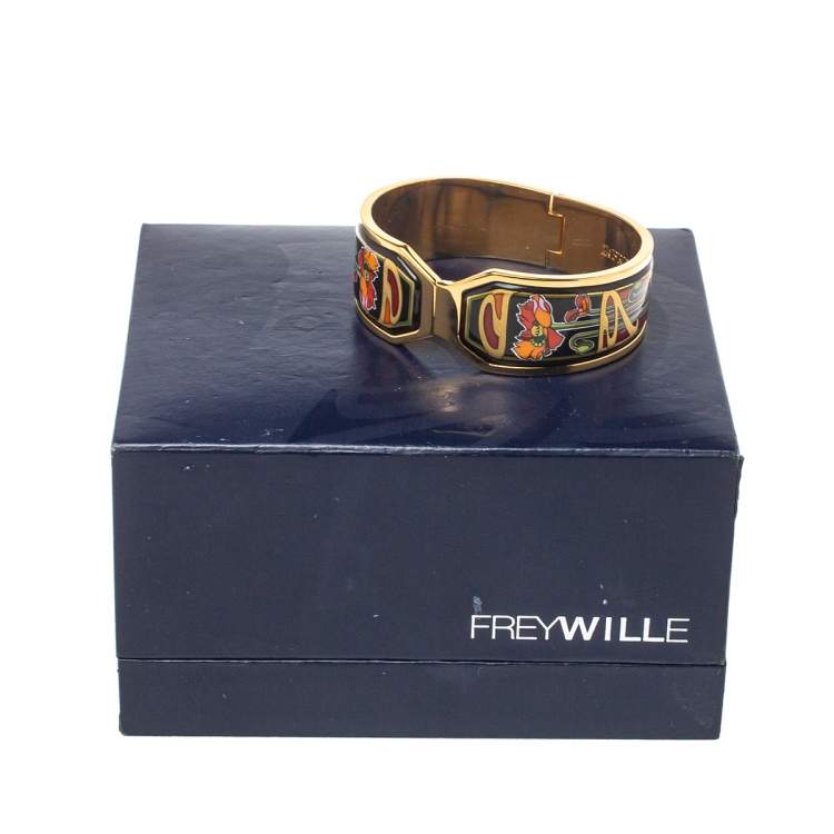 Pre Owned Frey Wille Gold Plated Fire Enamel Hommage a Alphonse Mucha Contessa Bracelet S