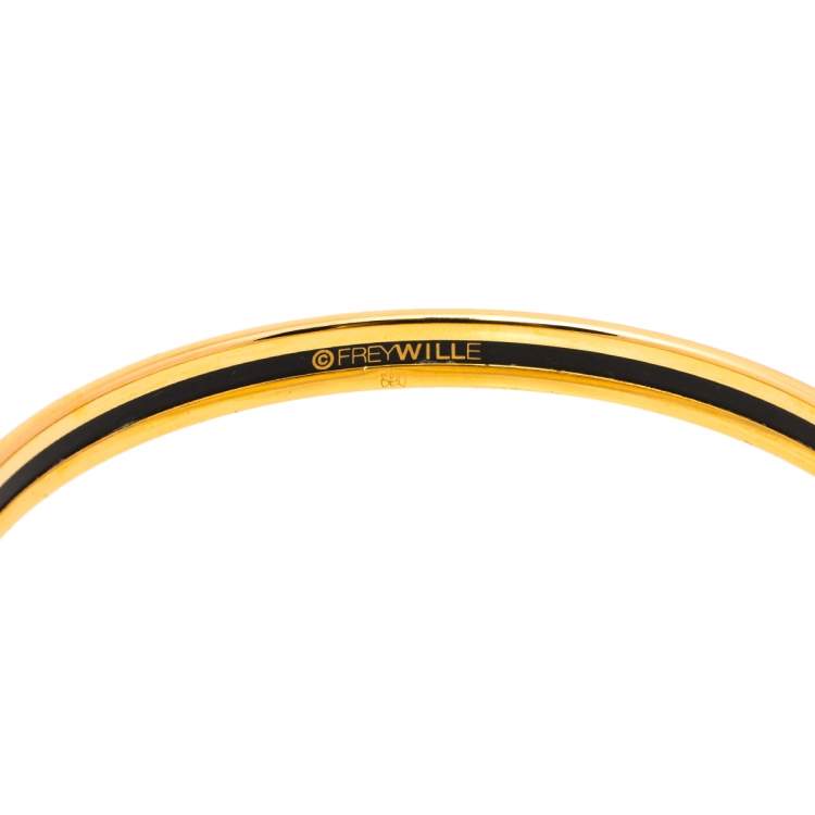 Pre Owned Frey Wille Multicolor Passionate Russia Golden Kalinka Bordered Ultra Bangle Bracelet