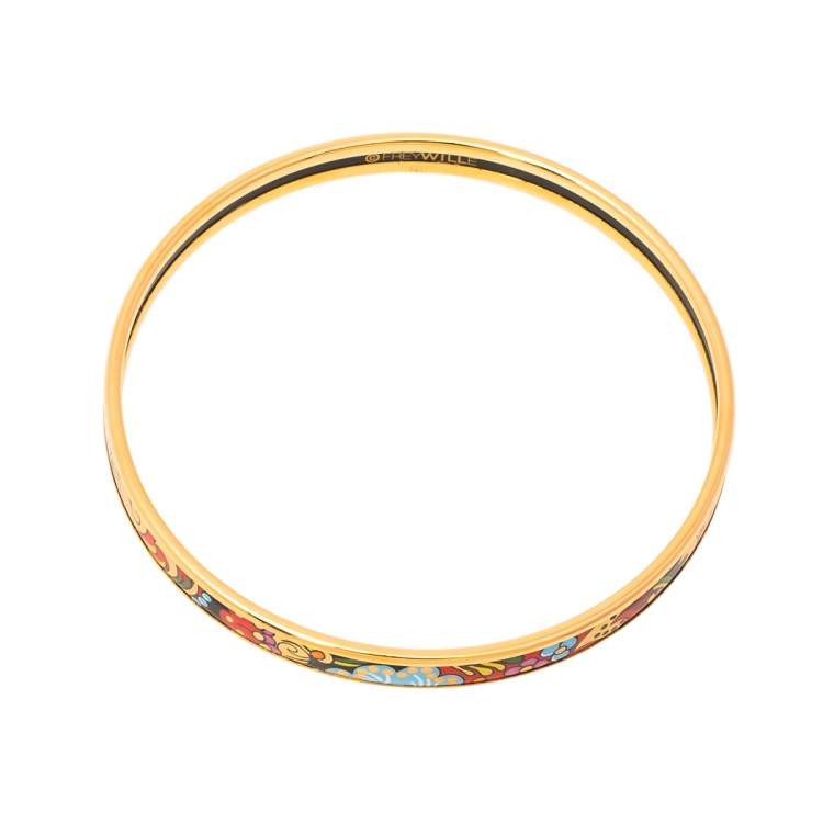 Pre Owned Frey Wille Multicolor Passionate Russia Golden Kalinka Bordered Ultra Bangle Bracelet