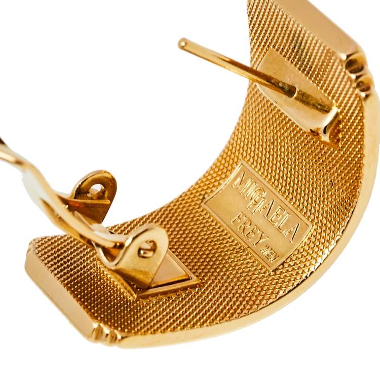 Pre Owned Frey Wille Multicolor Fire Enamel Gold Plated Hoop Earrings