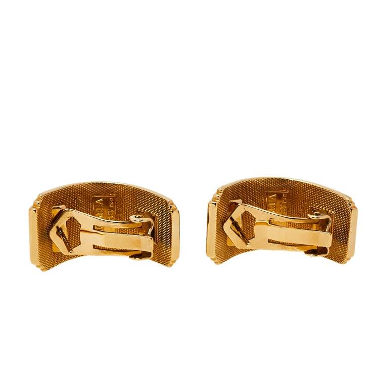 Pre Owned Frey Wille Multicolor Fire Enamel Gold Plated Hoop Earrings