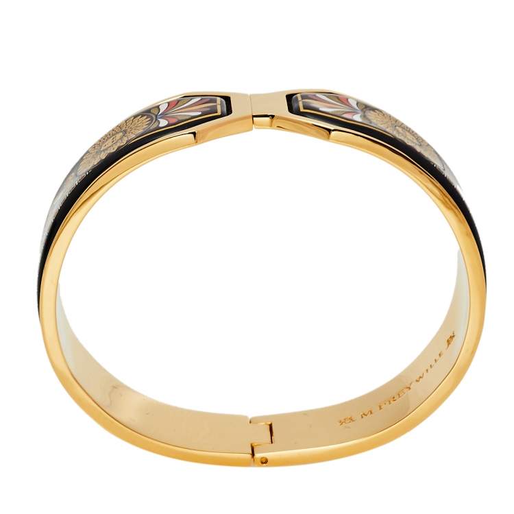 Pre Owned Frey Wille Vintage Greco Roman Sun Fire Enamel Gold Plated Contessa Clasp Bracelet