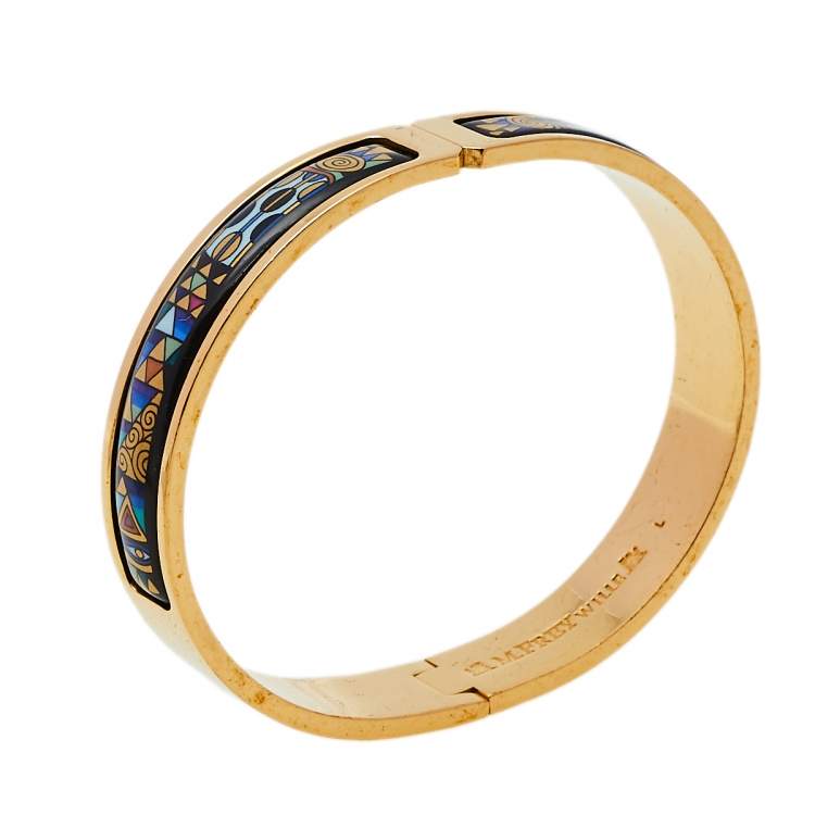 Pre Owned Frey Wille Gold Plated Fire Enamel Hommage à Gustav Klimt Ballerina Clasp Bangle L