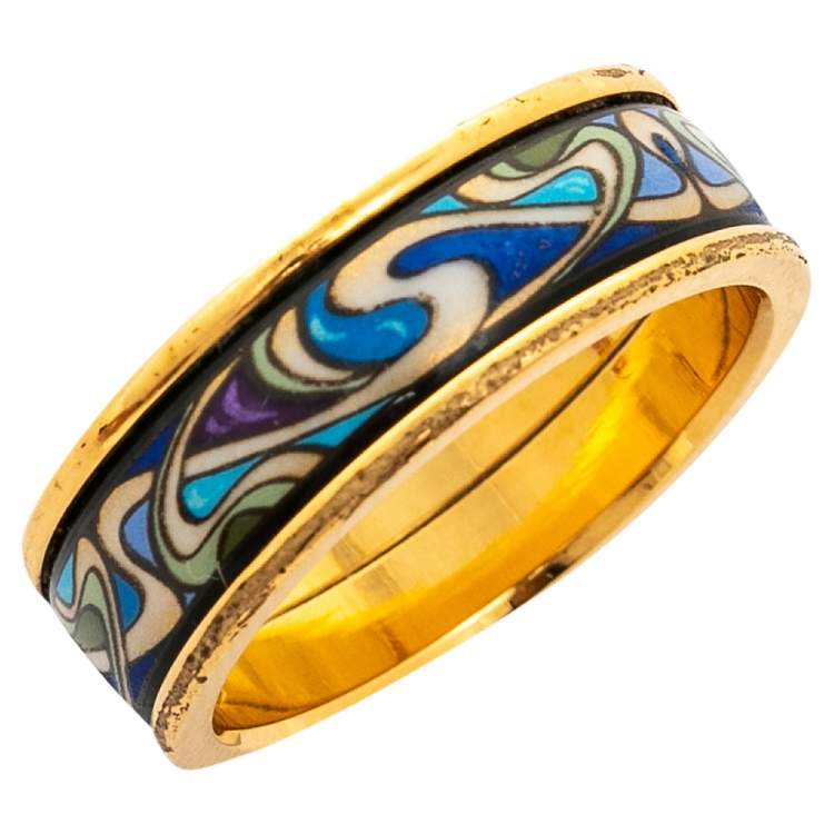 Pre Owned Frey Wille Gold Plated Hommage à Alphonse Mucha Band Ring Size EU 50