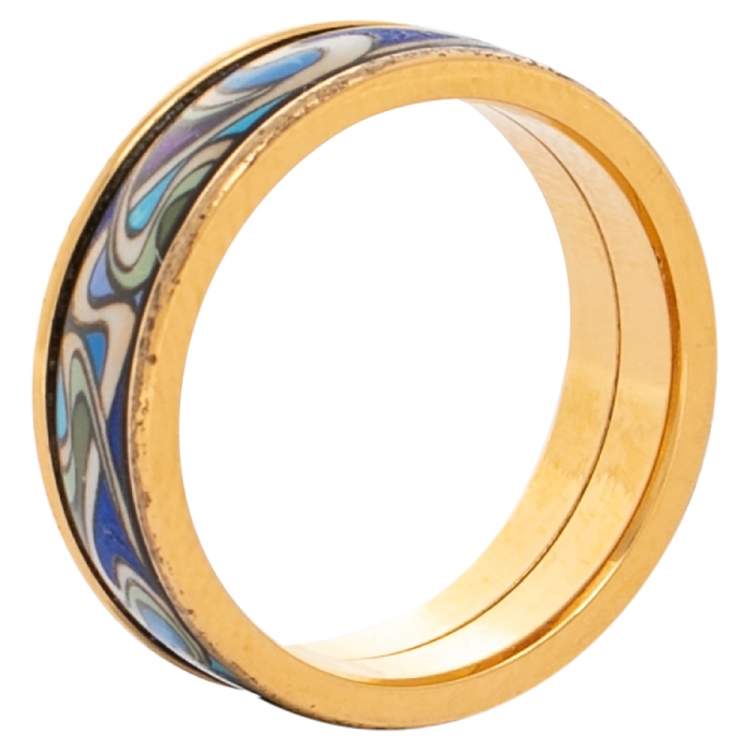 Pre Owned Frey Wille Gold Plated Hommage à Alphonse Mucha Band Ring Size EU 50