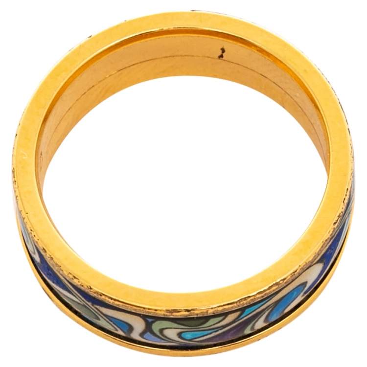 Pre Owned Frey Wille Gold Plated Hommage à Alphonse Mucha Band Ring Size EU 50