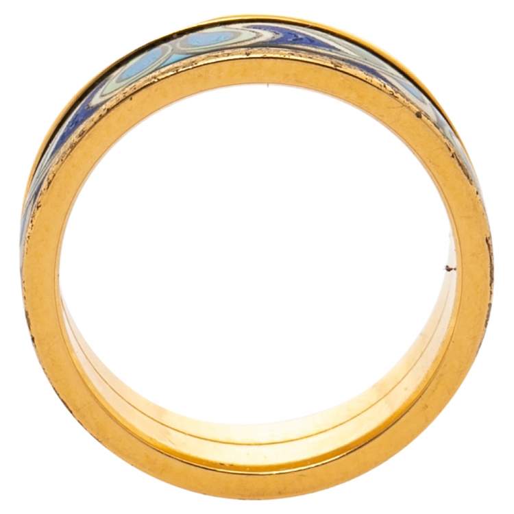 Pre Owned Frey Wille Gold Plated Hommage à Alphonse Mucha Band Ring Size EU 50