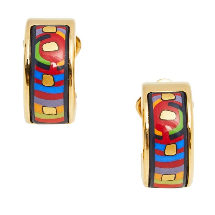 Pre Owned Frey Wille Hommage à Hundertwasser Spiral of Life Mini-Creole Earrings