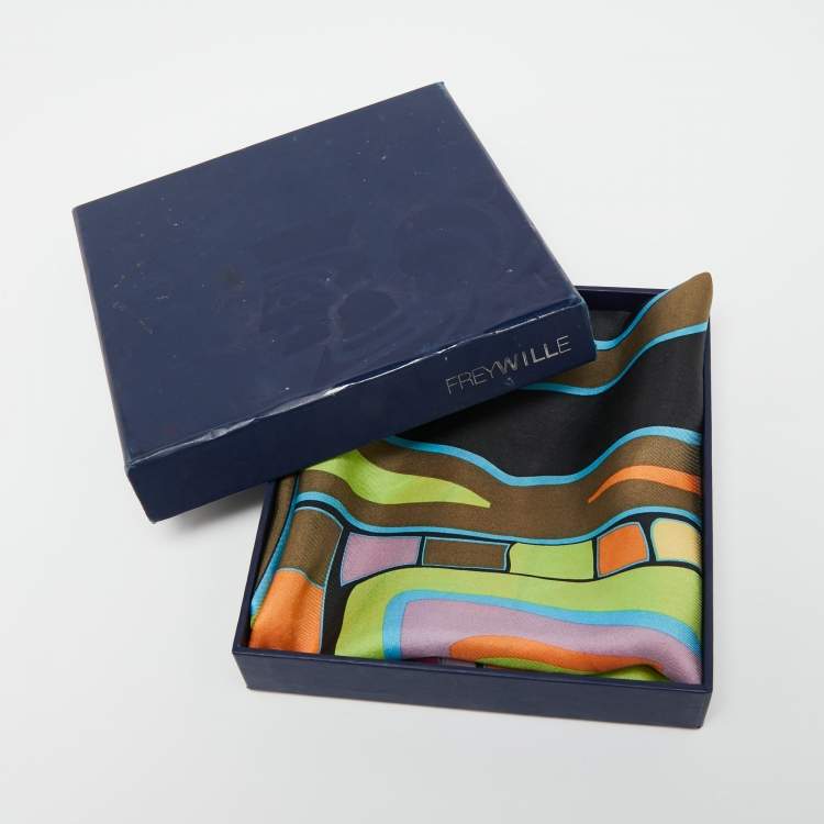 Pre Owned Frey Wille Multicolor Printed Silk Square Scarf 