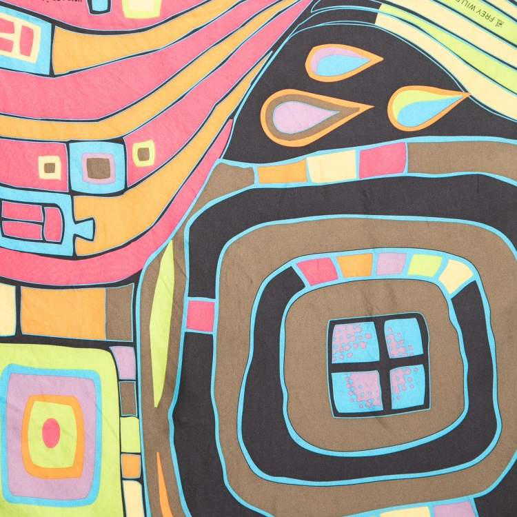 Pre Owned Frey Wille Multicolor Printed Silk Square Scarf 