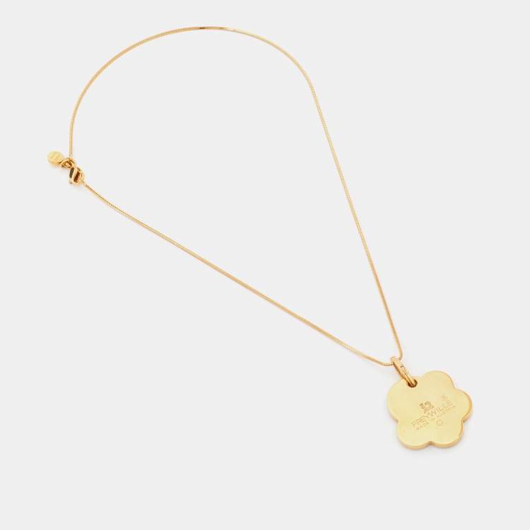 Pre Owned Frey Wille Hommage à Hundertwasser Fire Enamel Gold Plated Flower Pendant Necklace