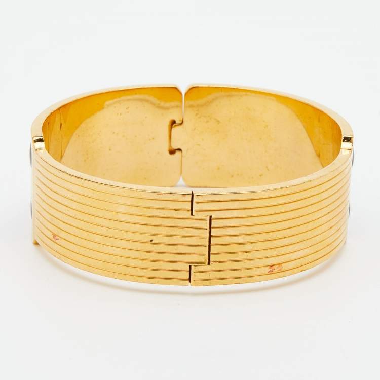 Pre Owned Frey Wille Vintage Gold Plated Greco-Roman Lion Enamel Bangle Bracelet