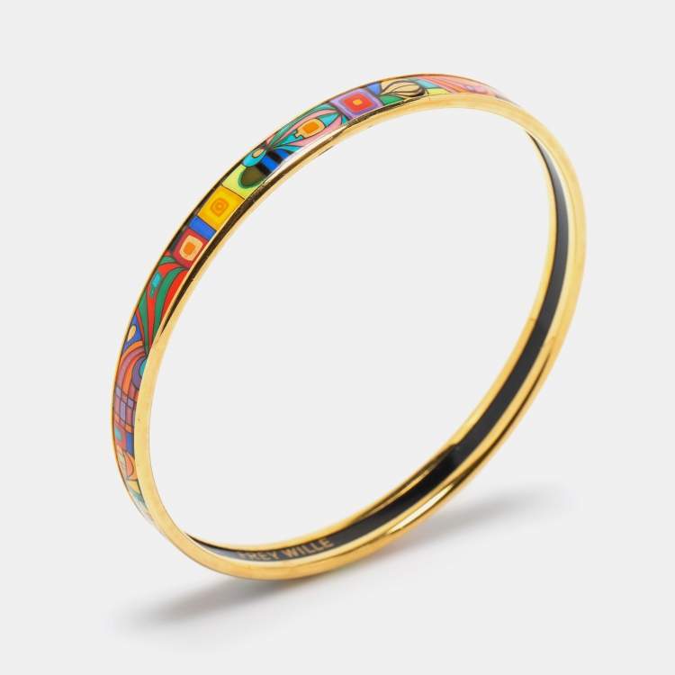 Pre Owned Frey Wille Multicolor Hommage à Hundertwasser Bordered Ultra Bangle 