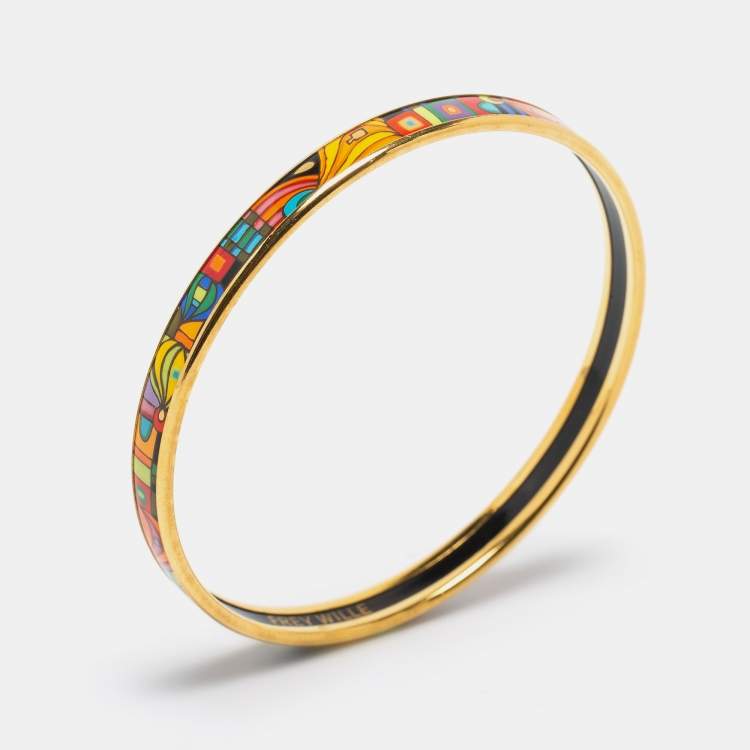 Pre Owned Frey Wille Multicolor Hommage à Hundertwasser Bordered Ultra Bangle 