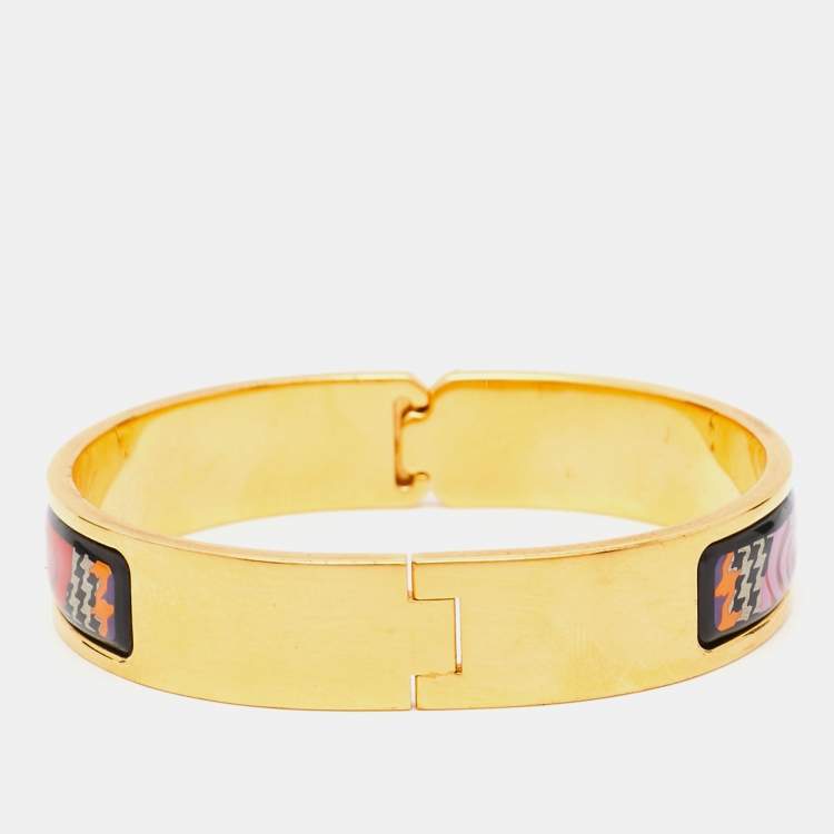 Pre Owned Frey Wille Hommage A’ Gustav Klimt Enamel Gold Plated Ballerina Clasp Bracelet XS