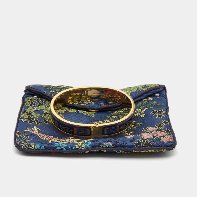 Pre Owned Frey Wille Vintage Lion Motif Fire Enamel Gold Plated Cuff Bracelet