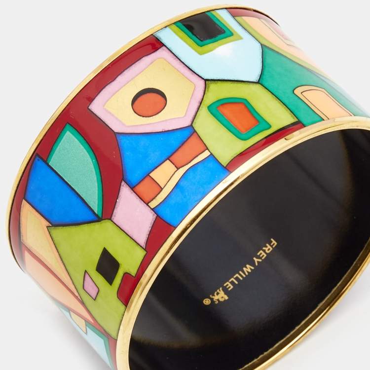Pre Owned Frey Wille Hommage à Hundertwasser Street Rivers Bordered Wide Bracelet