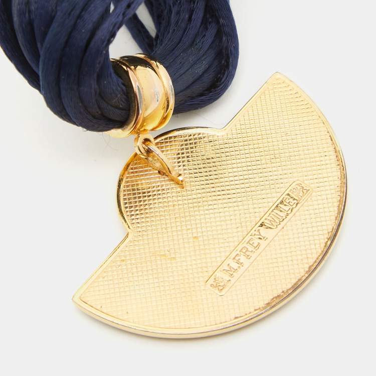 Pre Owned Frey Wille Fire Enamel Gold Tone Cord Necklace