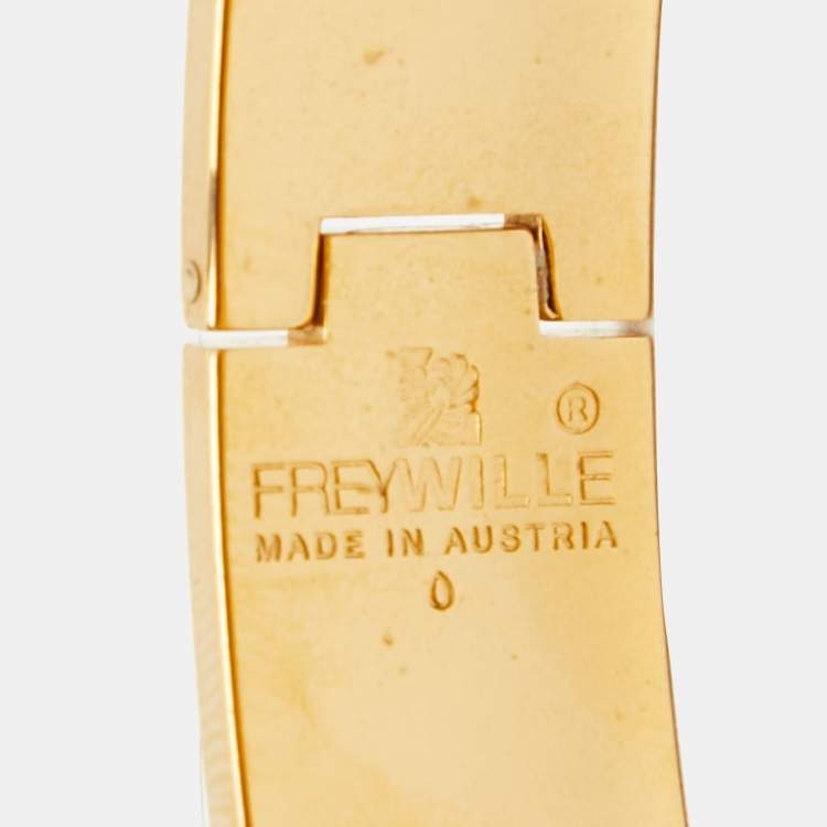 Pre Owned Frey Wille Fire Enamel Gold Tone Bangle Bracelet