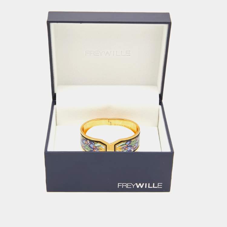 Pre Owned Frey Wille Fire Enamel Gold Plated Clasp Bracelet S