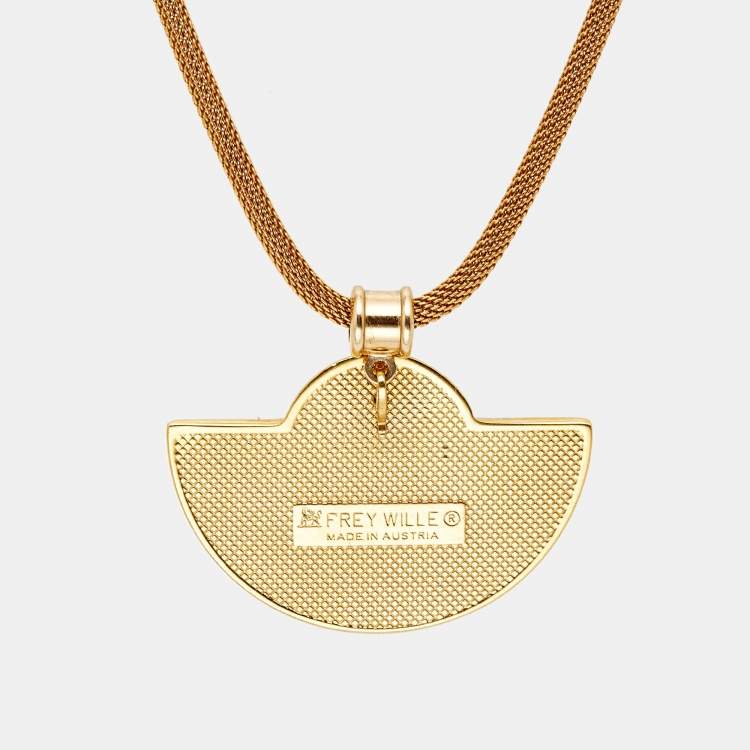 Pre Owned Frey Wille Fire Enamel Gold Tone Necklace