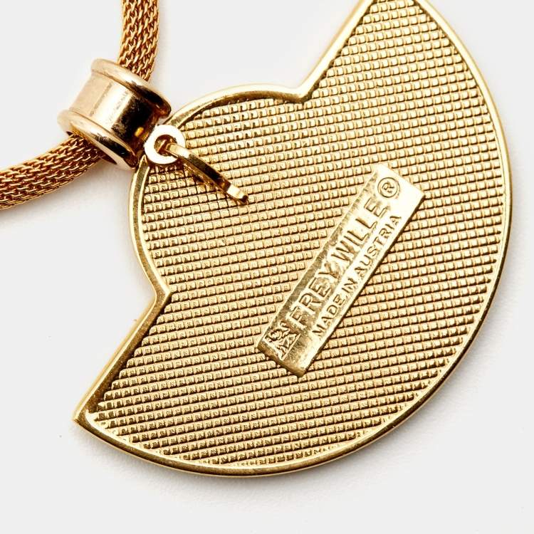 Pre Owned Frey Wille Fire Enamel Gold Tone Necklace