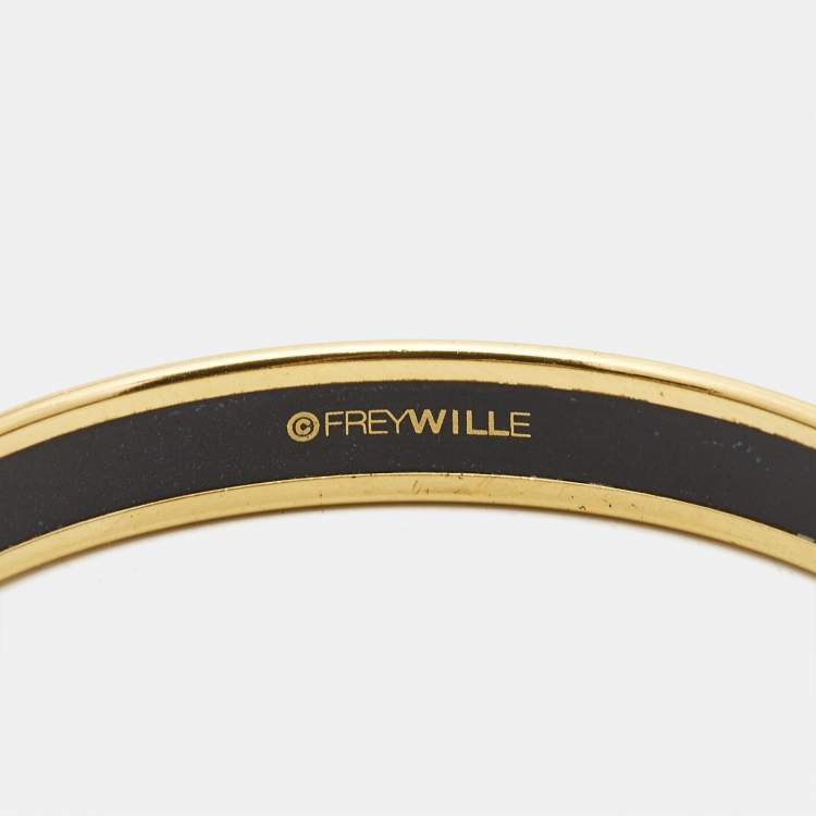 Pre Owned Frey Wille Enamel Gold Tone Bangle Bracelet