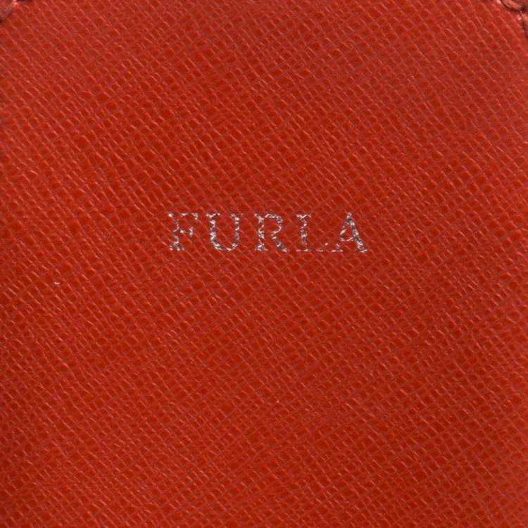 Pre Owned Furla Orange Leather Phone Case 