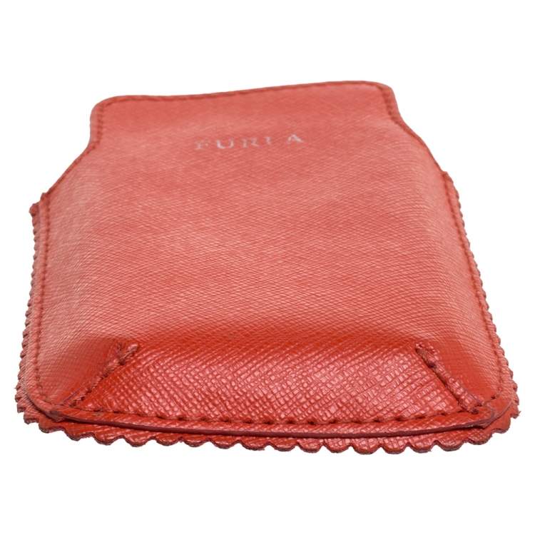 Pre Owned Furla Orange Leather Phone Case 