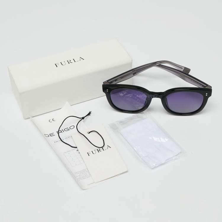 Pre Owned Furla Black SFU047K Cat Eye Gradient Sunglasses