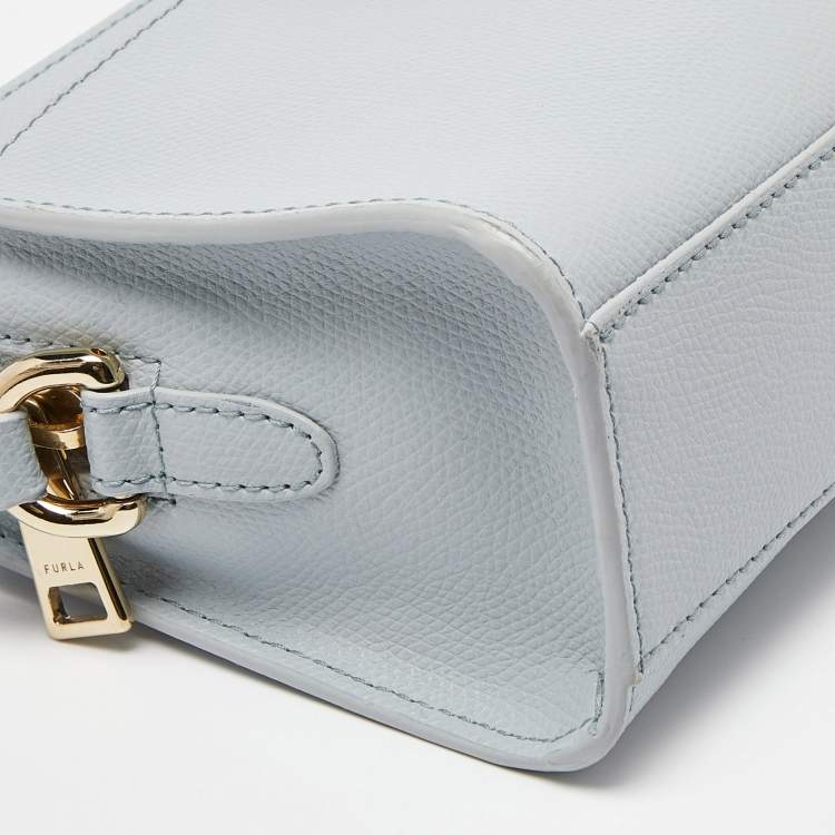 Pre Owned Furla Blue Leather 1927 Zip Crossbody Bag