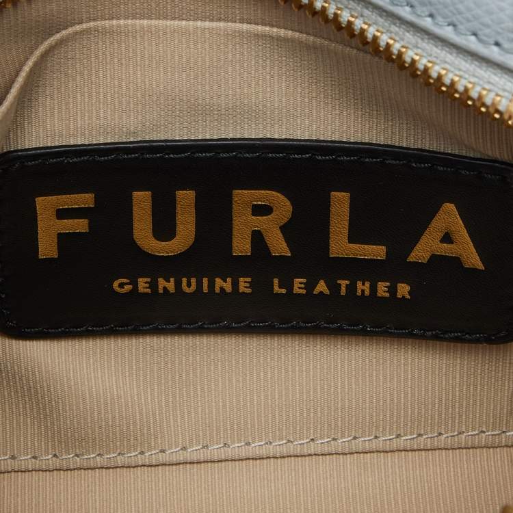 Pre Owned Furla Blue Leather 1927 Zip Crossbody Bag