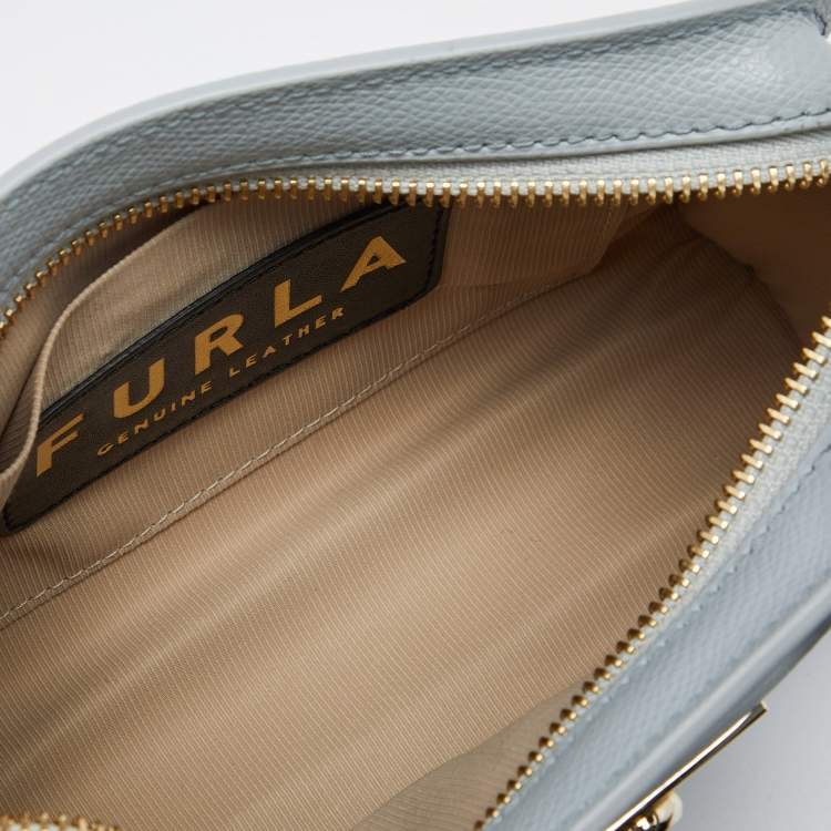Pre Owned Furla Blue Leather 1927 Zip Crossbody Bag
