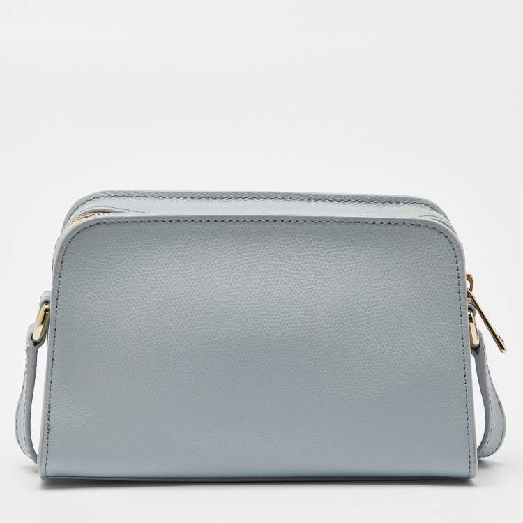 Pre Owned Furla Blue Leather 1927 Zip Crossbody Bag