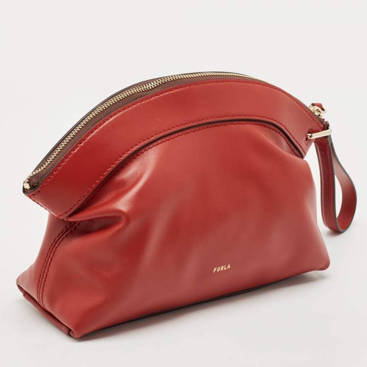 Pre Owned Furla Red Leather Erica Pouch