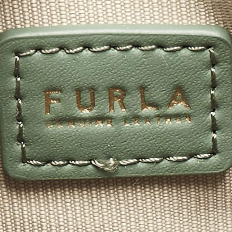 Pre Owned Furla Green Leather Flow Phone Chain Crossbody Bag