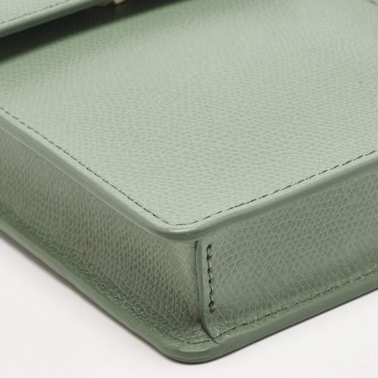 Pre Owned Furla Green Leather Flow Phone Chain Crossbody Bag