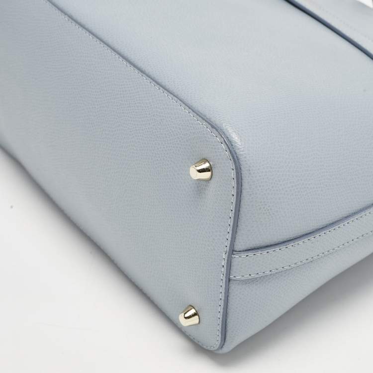 Pre Owned Furla Light Blue Leather Medium Piper Dome Satchel