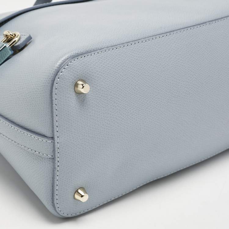 Pre Owned Furla Light Blue Leather Medium Piper Dome Satchel